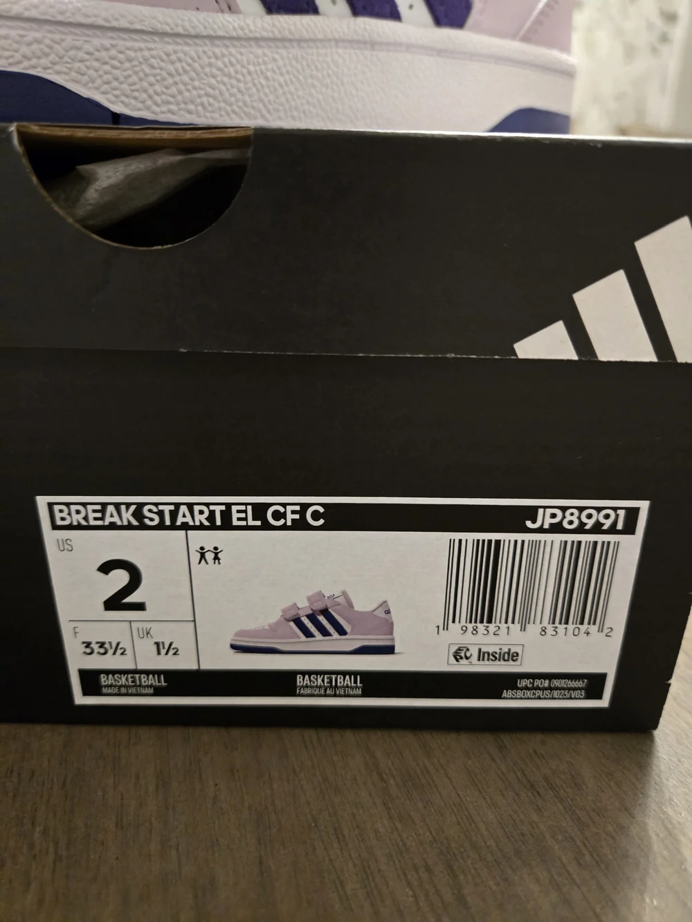 adidas Kids Double-Strap Sneakers - Lavender and White